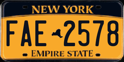 NY license plate FAE2578