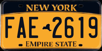 NY license plate FAE2619