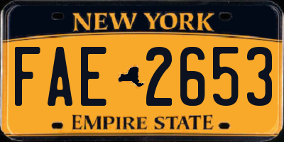NY license plate FAE2653