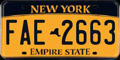 NY license plate FAE2663