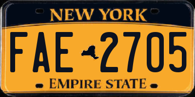 NY license plate FAE2705