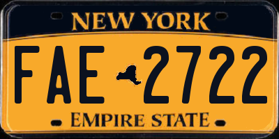 NY license plate FAE2722