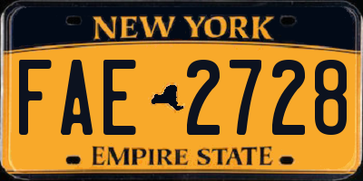 NY license plate FAE2728