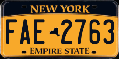 NY license plate FAE2763