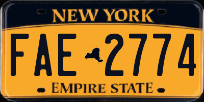 NY license plate FAE2774