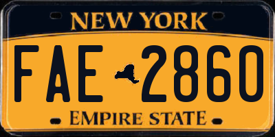 NY license plate FAE2860