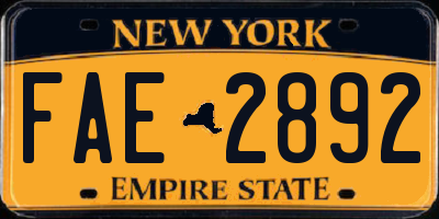 NY license plate FAE2892