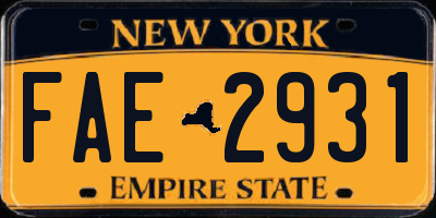 NY license plate FAE2931