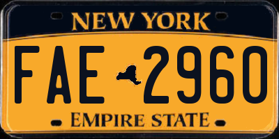 NY license plate FAE2960