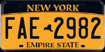 NY license plate FAE2982