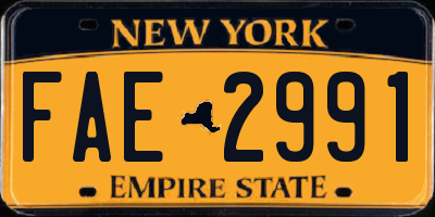NY license plate FAE2991