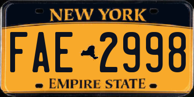 NY license plate FAE2998