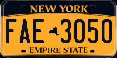NY license plate FAE3050