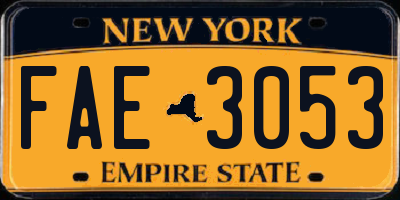 NY license plate FAE3053