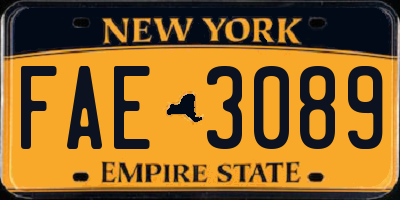 NY license plate FAE3089