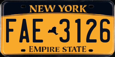 NY license plate FAE3126