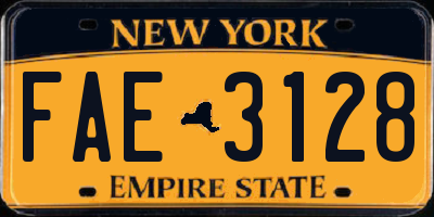 NY license plate FAE3128