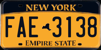 NY license plate FAE3138