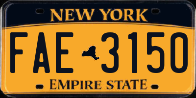 NY license plate FAE3150