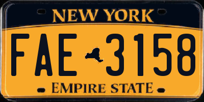 NY license plate FAE3158