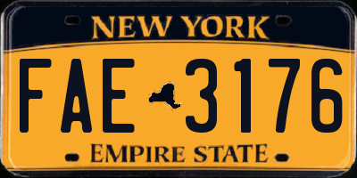 NY license plate FAE3176