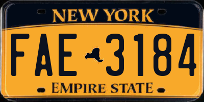 NY license plate FAE3184