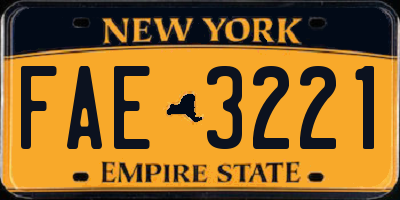 NY license plate FAE3221