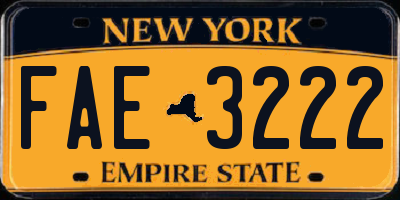 NY license plate FAE3222