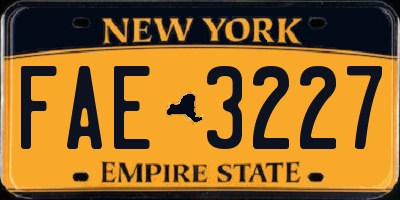 NY license plate FAE3227