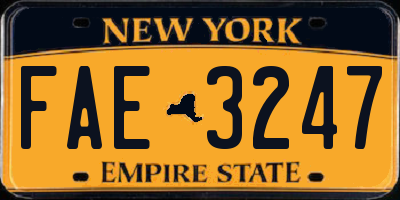 NY license plate FAE3247