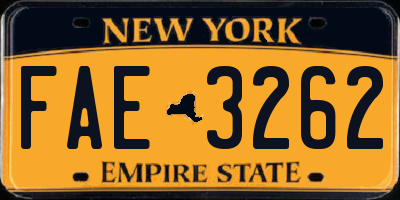 NY license plate FAE3262