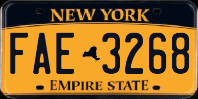 NY license plate FAE3268