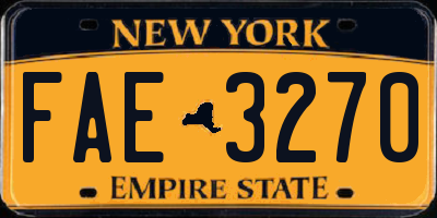 NY license plate FAE3270