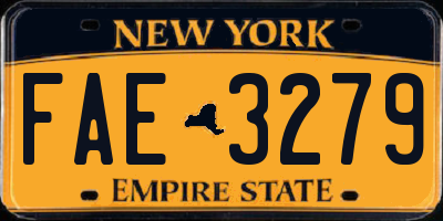 NY license plate FAE3279