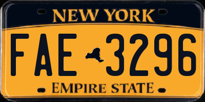NY license plate FAE3296