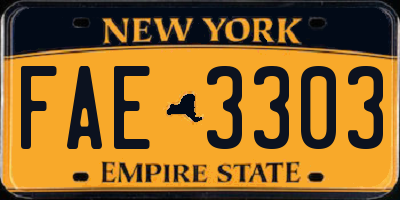 NY license plate FAE3303