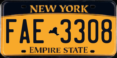 NY license plate FAE3308