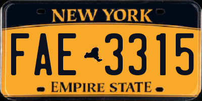 NY license plate FAE3315