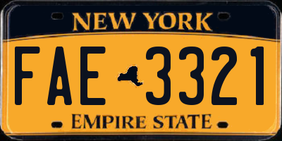 NY license plate FAE3321