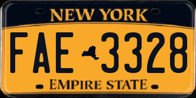 NY license plate FAE3328