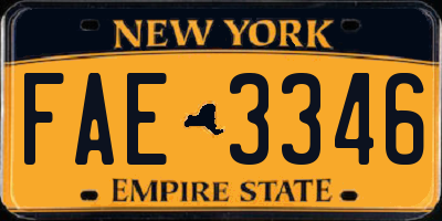 NY license plate FAE3346