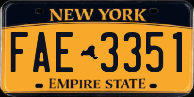NY license plate FAE3351