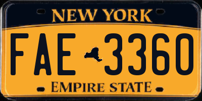 NY license plate FAE3360