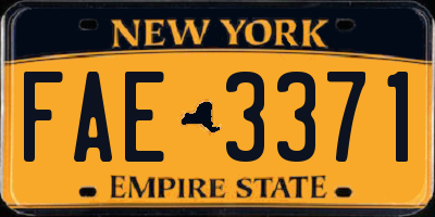 NY license plate FAE3371