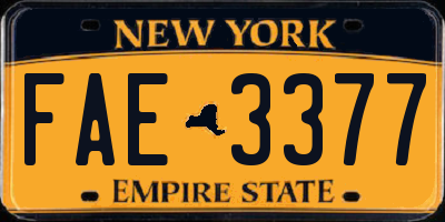 NY license plate FAE3377