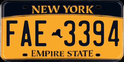 NY license plate FAE3394