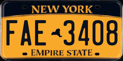 NY license plate FAE3408