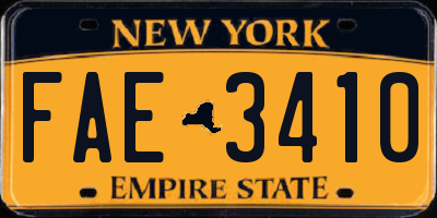 NY license plate FAE3410