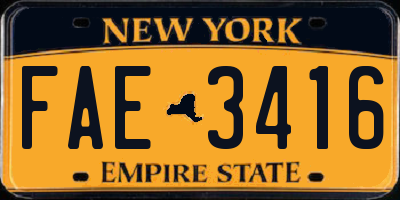 NY license plate FAE3416