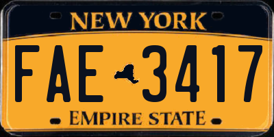 NY license plate FAE3417